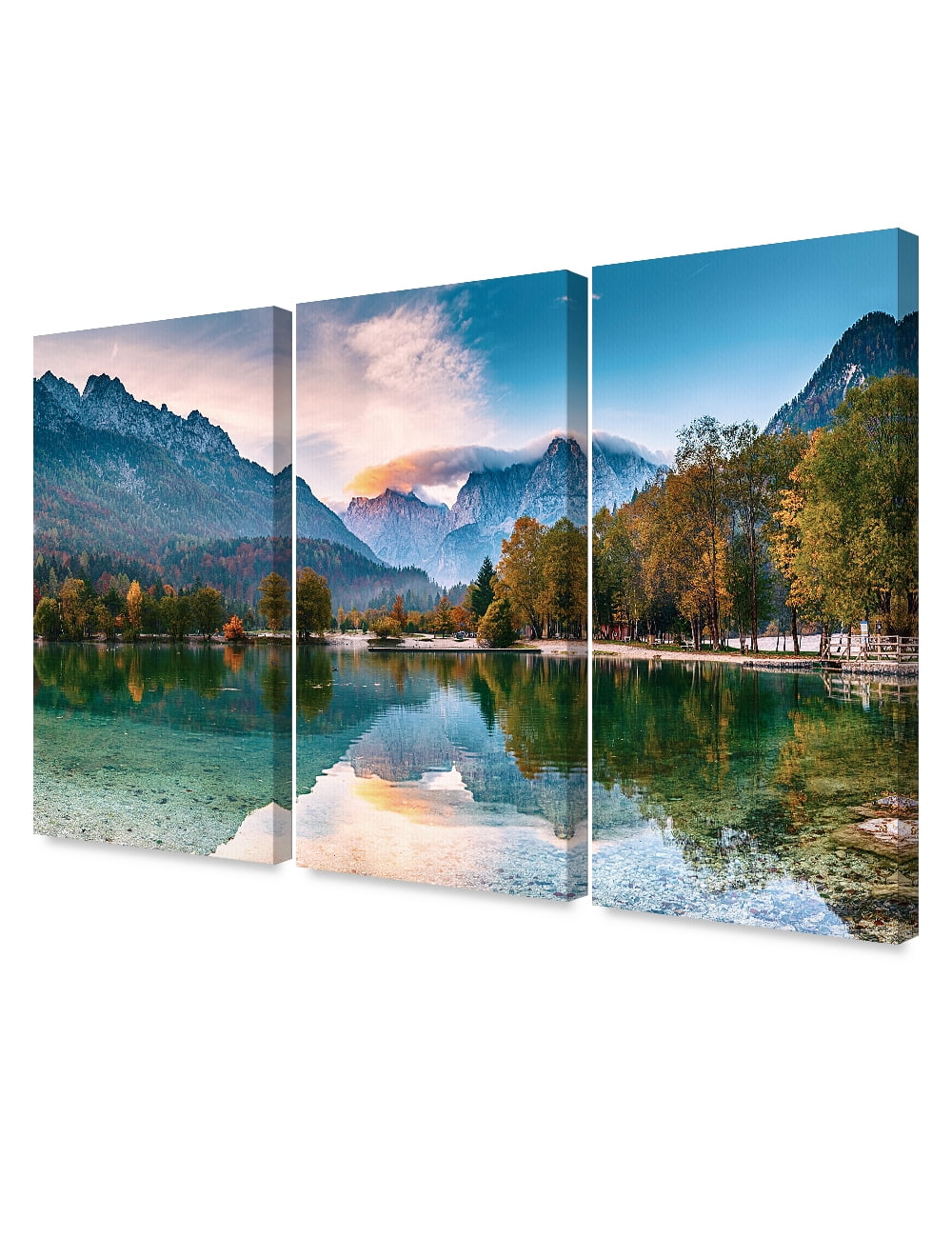 DecorArts Jasna lakes scenery(Triptych). Giclee Canvas  Prints for Wall Decor.48x32