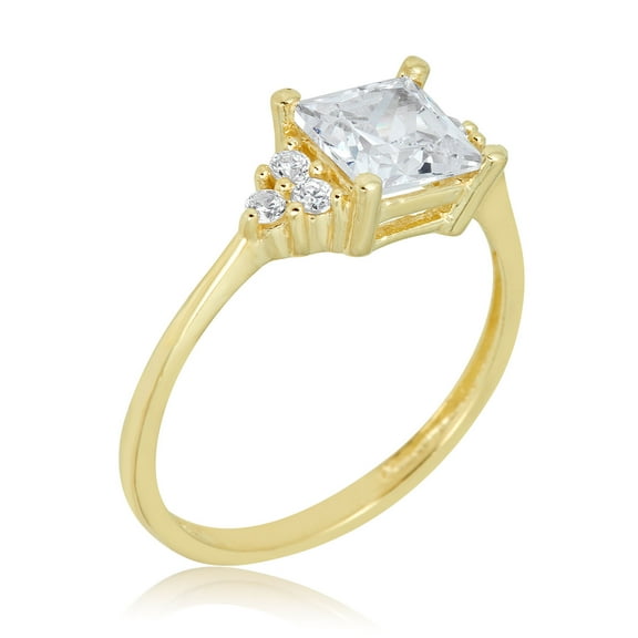 AVORA 10K Yellow Gold 1.24 Carat Princess-shape Simulated Diamond CZ Fashion Ring  - Size 8