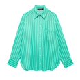 thumbnail image 2 of HH TRAF Blusa elegante de verano para mujer, a rayas, manga larga, botones, bolsillo, botonadura sencilla, cuello vuelto, blusa de calle para mujer, 2 of 4