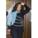 thumbnail image 2 of Chaqueta Formal de talla grande, chaqueta vaquera corta informal, azul, cuello levantado, un hombro, manga larga, botón, solo parte vaquera, Primavera, 2 of 5