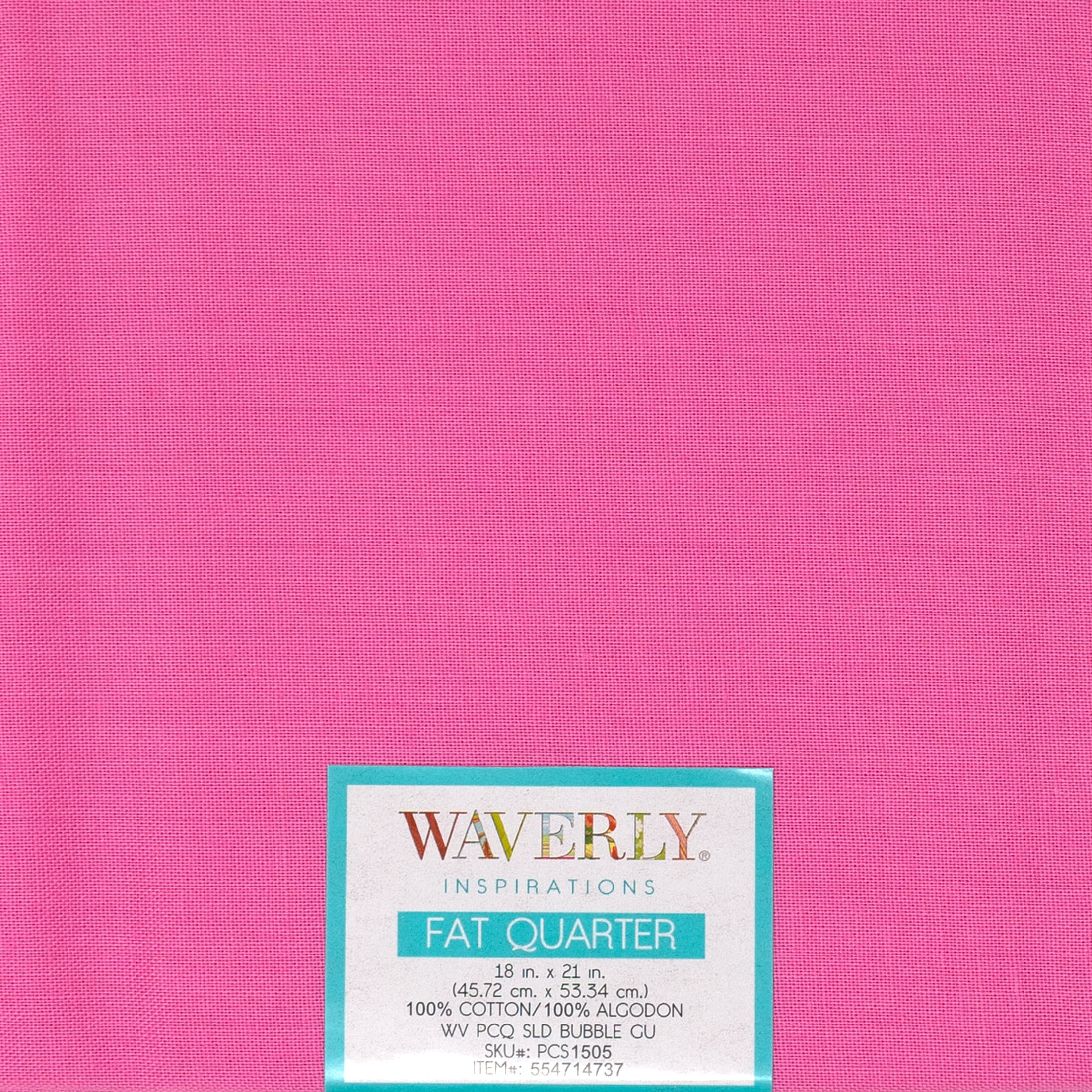Fabric fat quarter in  plain bright cerise pink coloured cotton poplin 