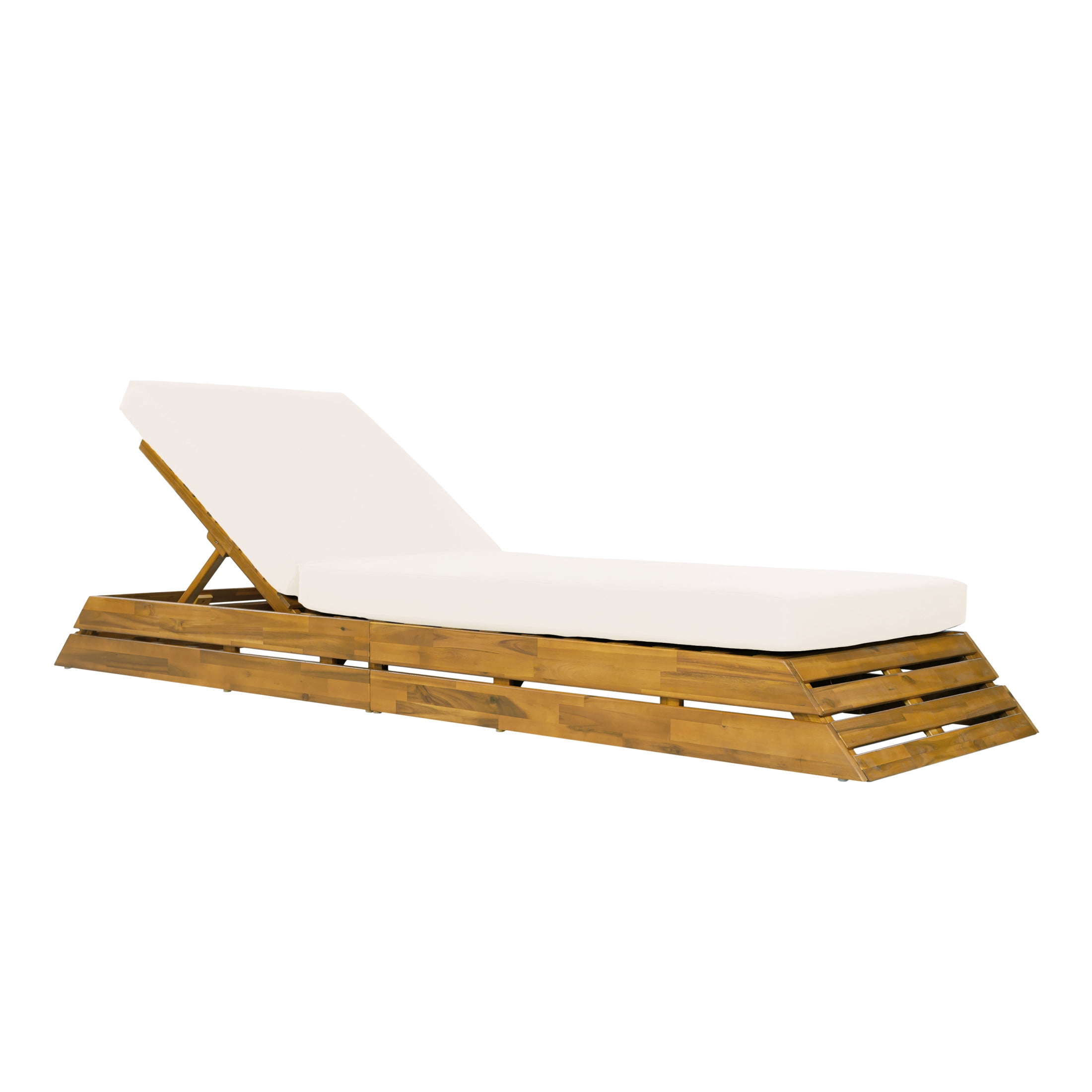 Christopher Knight Home 88.39" Outdoor Chaise Lounge Set with 2-Fold Water-Resistant Cushion, Teak + Cream