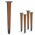 thumbnail image 2 of AKB Hardware 4 Pcs Retro Straight Wood Furniture Legs – Solid Wood Sofa, Bench, Table Legs with Metal Footing, Durable and Stylish Design (16" H Dark Bronze Footing), 2 of 4