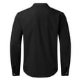 thumbnail image 3 of Caqnni Men Linen Shirt Button Down Long Sleeve Cotton Beach Band Collar Casual Summer Shirts (Black,3XL), 3 of 5