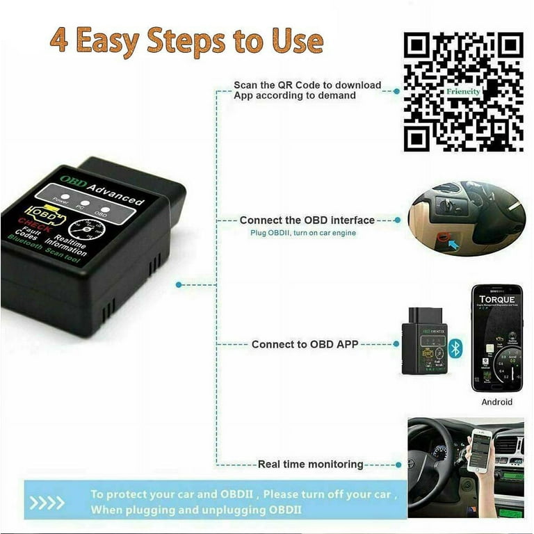 ELM327 OBD2 Bluetooth Auto Car Diagnostic Interface Scanner SC Version V1.5  Bluetooth 