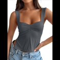 thumbnail image 1 of Tops Cortos para Salir de Mujer, Camisetas Sin Espalda, Ropa Básica de Verano Y2K para Adolescentes, Ropa , Gris Oscuro, Talla XS, 1 of 7