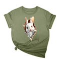 thumbnail image 1 of Tops de Cuello Alto para las Mujeres Amante Impreso Camiseta Cuello Redondo Manga Corta, Poliéster Spandex, 1 of 7