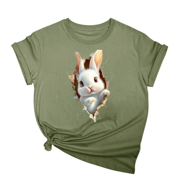 Tops de Cuello Alto para las Mujeres Amante Impreso Camiseta Cuello Redondo Manga Corta, Poliéster Spandex