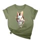thumbnail image 1 of Tops de Cuello Alto para las Mujeres Amante Impreso Camiseta Cuello Redondo Manga Corta, Poliéster Spandex, 1 of 7