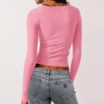 thumbnail image 6 of Raccmtaty Women's Summer Slim Cropped Tops Solid Color Long Sleeve Square-Neck Basic T-Shirt Streetwear, 6 of 6