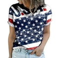 thumbnail image 2 of Lilgiuy Women's American Flag Tee Summer Round Neck Printed T-Shirts Casual Short Sleeve Lightweight Blouse, 2 of 4