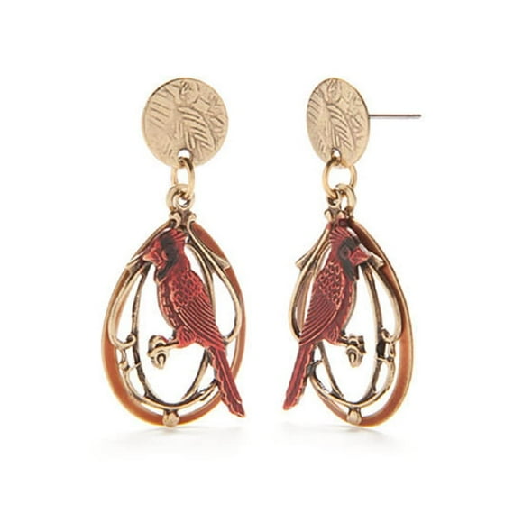 Silver Forest Cardinals Stud Earrings