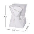 thumbnail image 5 of Geometric Hourglass Accent Table - White Marble Faux Finish, Indoor/Outdoor Side Table, 5 of 10