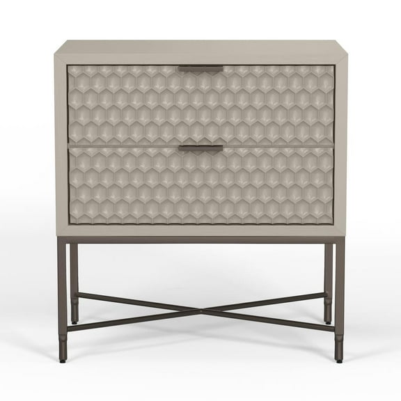 Origins by Alpine Milo 2 Drawer Nightstand in Taupe