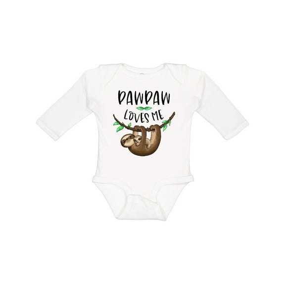 Inktastic Pawpaw Loves Me Cute Sloth and Baby Boys or Girls Long Sleeve Baby Bodysuit