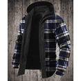thumbnail image 3 of Toamir Mens Flannel Big And Tall Jackets For Men Zip Up Hoodie Sherpa Lined Jacket Shirt Three Dimensional Patch Bag Blue M, 3 of 5