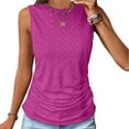 thumbnail image 2 of Lovskoo Plus Size Eyelet Summer Tops for Women 2024 Tank Tops Round Neck Sleeveless Loose Casual Solid Color Tank Top In Large Size Hot Pink, 2 of 9