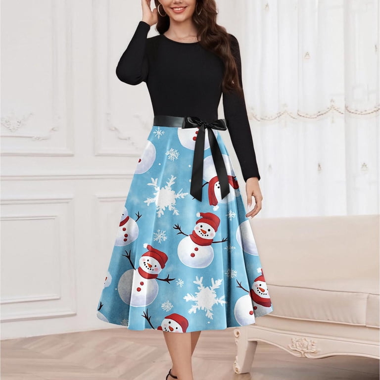 Mifsaly Merry Christmas Dresses for Women 2025 Crewneck Long Sleeve Vintage  Cocktail Dress Xmas Plaid Tunic Elegant Evening Gowns Wedding Guest  Festival Party Outfits with Belt - Walmart.com