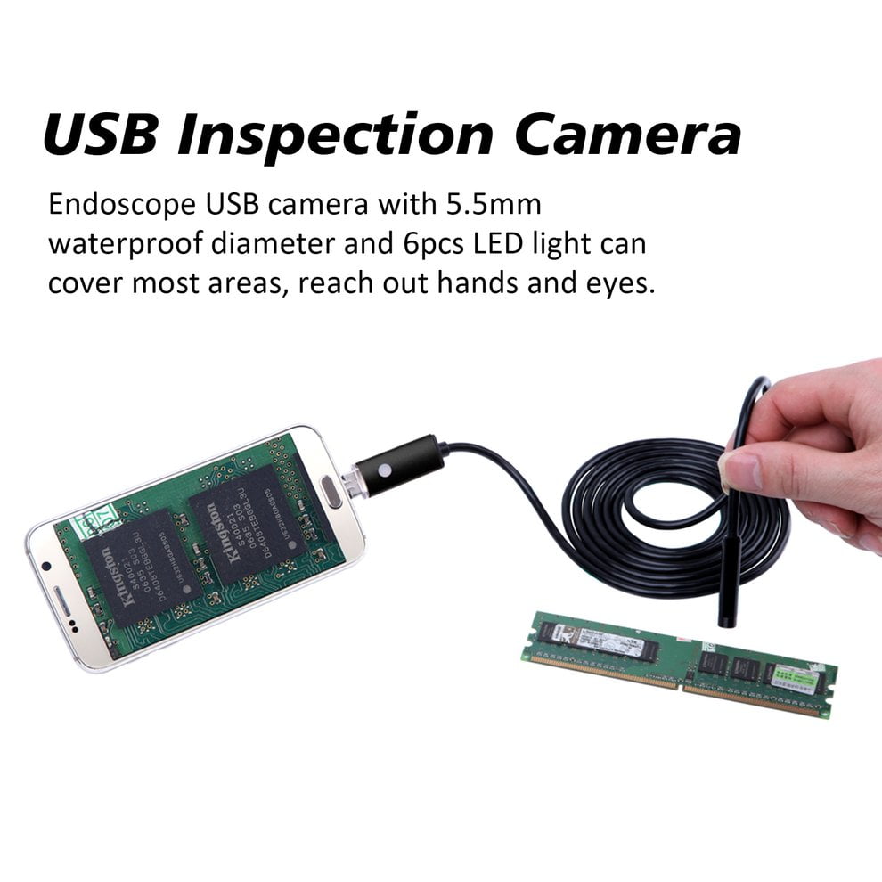 2M 2In1 Smartphone USB Endoscope Inspection Camera 5.5mm For Android 6LED  XV 