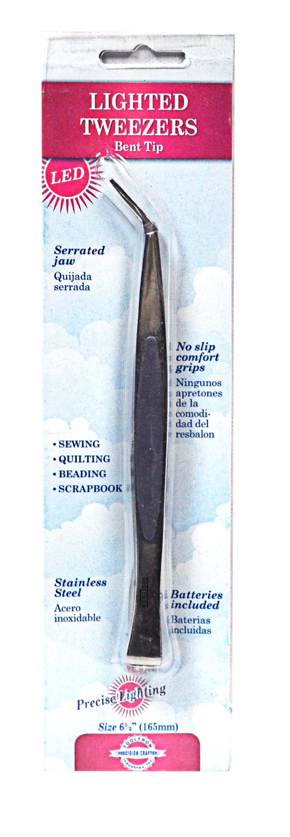 LED Lighted Tweezers Bent Tip