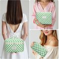 thumbnail image 4 of Quilted Makeup Bag Set - 3 count Cute Floral  Makeup Bag, Large  Aesthetic Make up  Bag, Flower Travel Toiletry Organizer Bags for Women Girls (Checkered Green), 4 of 6