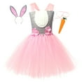 thumbnail image 1 of GDREDA Adorable Robe de Lapin de Pâques pour Tout-Petites Filles Oreilles de Lapin Mignonnes Robe de Fête en Maille Tuftée Rose,10-12 Ans, 1 of 9