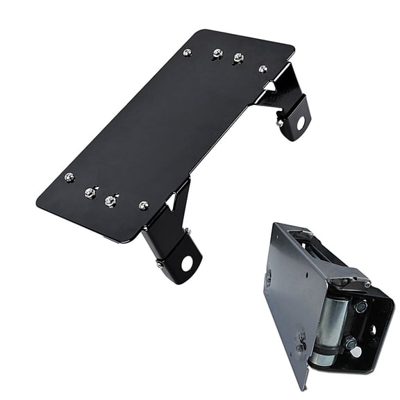 Astra Depot Heavy Duty Black Steel Winch Roller Fairlead License Plate Mount Bracket Flip-up for Car Truck ATV UTV 4X4