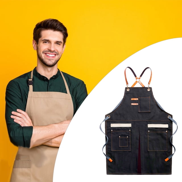 Delantal de Lona Profesional, Delantales para Mujeres Y Hombres, Pintura para Interiores Y Exteriores, Cafés, Parrilla, Carnicero, Horneado, Artesanía Negro Baoblaze Delantal de lona