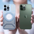 thumbnail image 2 of Compatible with iPhone 14 Pro Max Hollow Stand Case Cooling Heat Dissipation Electroplated Magnetic Kickstand Ring Fashion Protection Shockproof Cover for Women Girls Blue, 2 of 13