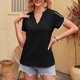 thumbnail image 3 of Blusa con escote en V y mangas de pétalos, blusa con mangas cortas de pétalos, blusa con mangas de pétalos, blusa con encaje y mangas de pétalos de alta capacidad, 3 of 6