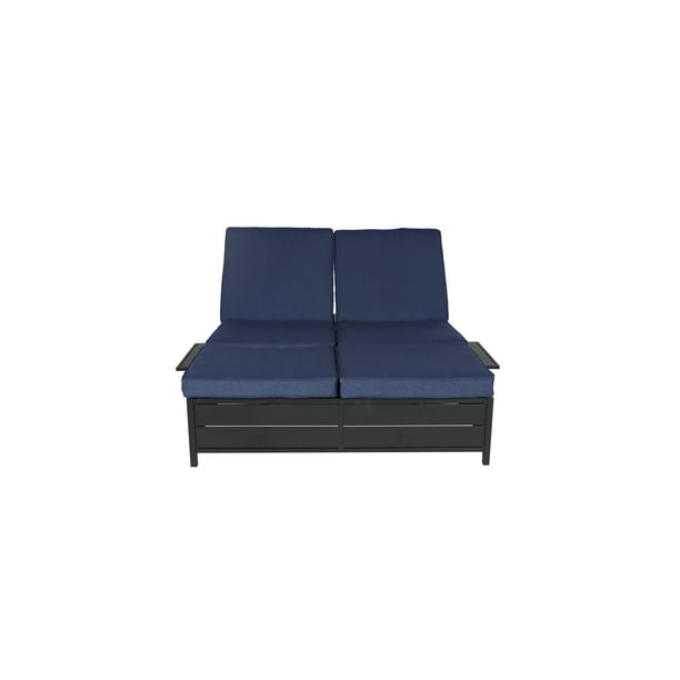 Mainstays Cushion Steel Outdoor Chaise Lounge Blue/Black
