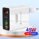 thumbnail image 2 of 2 USB 4 puertos Adaptador de carga de teléfono 2 Tipo-C 45W Cargador rápido para iPhone Huawei FLhrweasw  Nuevo, 2 of 8