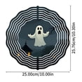 thumbnail image 4 of Spooky Ghost Design Metal Hanging Wind Spinner & Chime - Perfect for Halloween Decor in Yard & Garden - Unique Sound Wave Pattern, 4 of 6