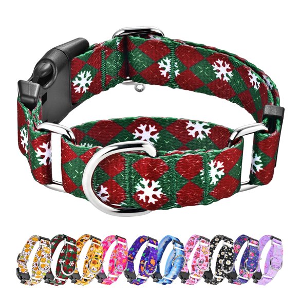 Collar Martingale para perros Hikiko, a cuadros rojos y verdes, tamaño pequeño, de nailon