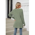 thumbnail image 3 of New Women's Solid Color Pocket Long Sleeve Bottoming Cardigan Sweater, 3 of 3