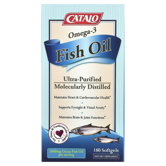 CATALO Omega-3 Fish Oil, 180 Softgels (1,000 mg per Serving)
