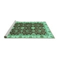 thumbnail image 2 of Ahgly Company Machine Washable Indoor Square Oriental Turquoise Blue Traditional Area Rugs, 4' Square, 2 of 4