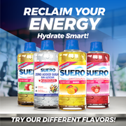 Suero Electrolyte Drink for Adults and Children 1 Year and Older, Mango Flavor 1L (8 Pack)