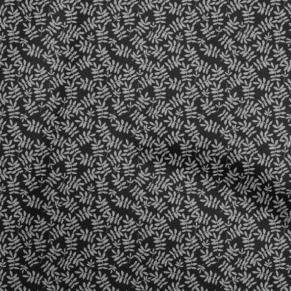 oneOone Polyester Lycra Black Fabric Leaf Sewing Craft Projects Fabric Prints By Yard 56 Inch Wide