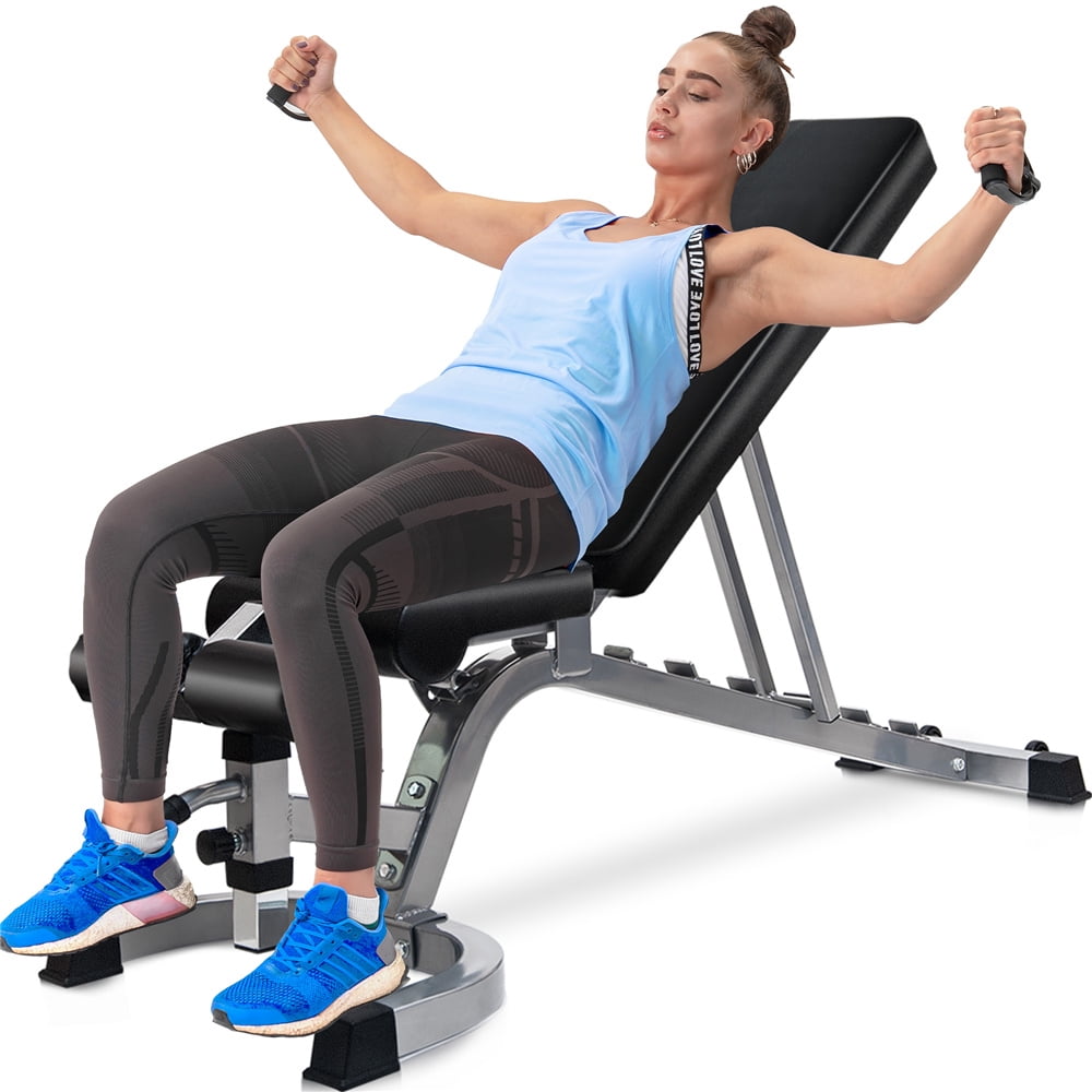 Utility Workout Benchs Foldable Weight Lifting Bench Exercise Fitness Sit Up Bench with 7 Level Adjustable Back Rest for Multiple Workout Max Load 330lbs Adjustable Weight Bench 