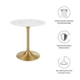 thumbnail image 4 of Maklaine 28" Round Faux Marble & Metal Dining Table in Gold and White, 4 of 7