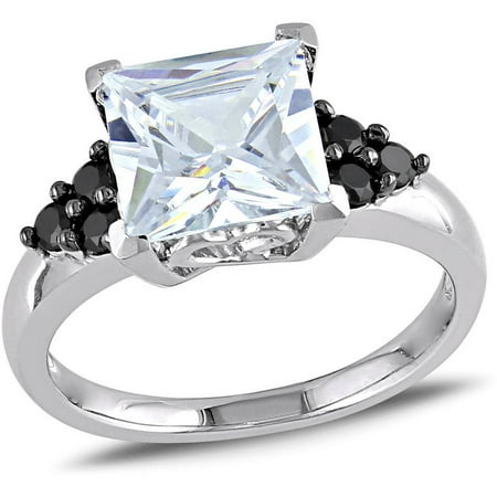 Asteria 5-2/5 Carat T.G.W. Black and White Cubic Zirconia Sterling Silver Engagement Ring