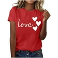 thumbnail image 5 of Valentines Day Outfit Women,Womens Fashionable Valentine'S Day Printed T-Shirt Round Neck Short Sleeve Soft Comfortable Casual Date Night Cute Top Red M, 5 of 5