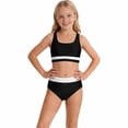 thumbnail image 2 of Tisuna Girls' Color Block Two Piece Swimwear For Young Kids Girls Stylish Split Bathing Suit Beach Pool Child Bathing Suit Black Size 8-10 Years, 2 of 4