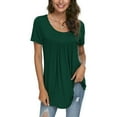 thumbnail image 2 of Giftesty Women Summer Solid Pleated Round-Neck Blouses Loose Short Sleeve Tops T-Shirt, 2 of 7