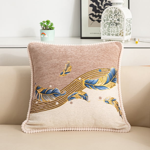 Fiudx Almohada Europea, Elegante Cojín con Estampado Floral, Respaldo Decorativo de Algodón Suave, Cómodo y Duradero, Ideal para Sofá, Sala de Estar, Dormitorio, Diseño Elegante.