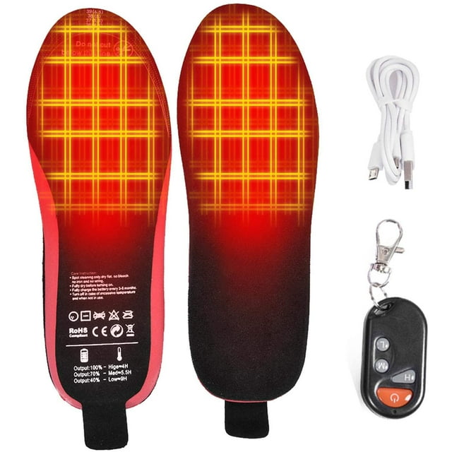 LAICAIW Heated Insoles, Wireless Heated Insoles, Remote Control Heating Insoles, USB Rechargeable Heated Shoes Insoles, Waterproof Heated Foot Warmer Insole, Electric Foot Warmers for Hunting Fishing
