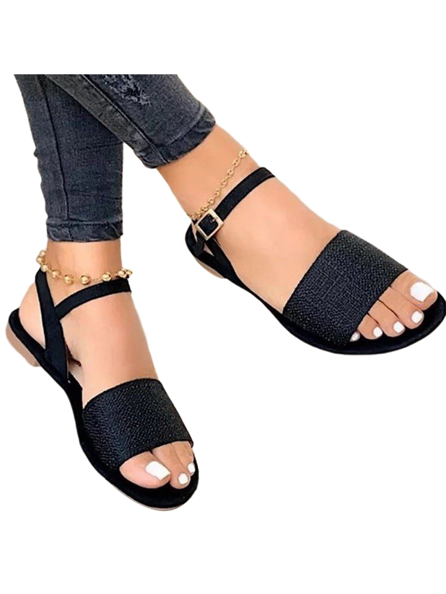 SIMANLAN Womens Flat Sandals Summer Dress Sandals Beach Casual Shoes