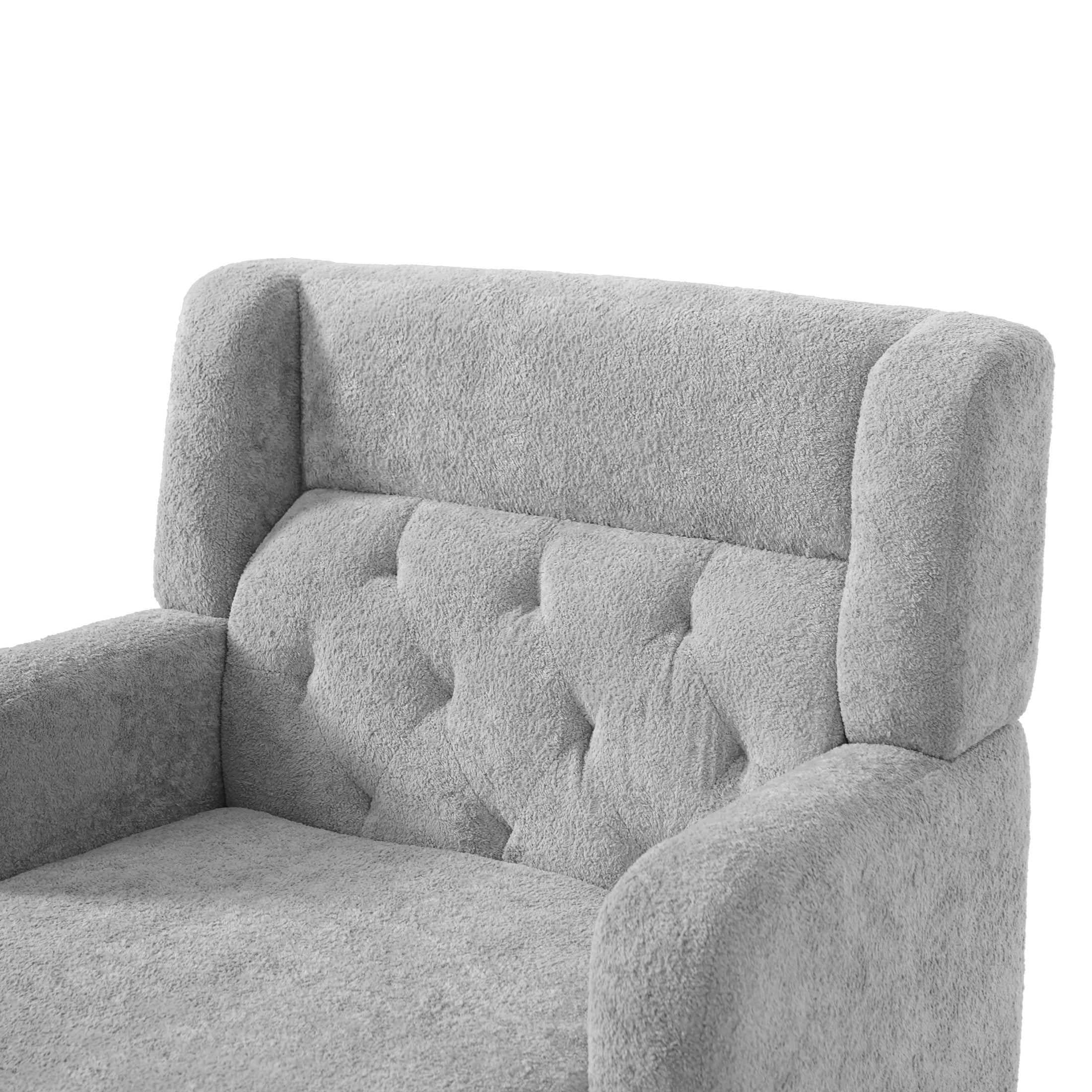 Christopher Knight Home Modern Tufted Accent Chair, Plush Fabric Upholstered with Wood Legs, Light Gray