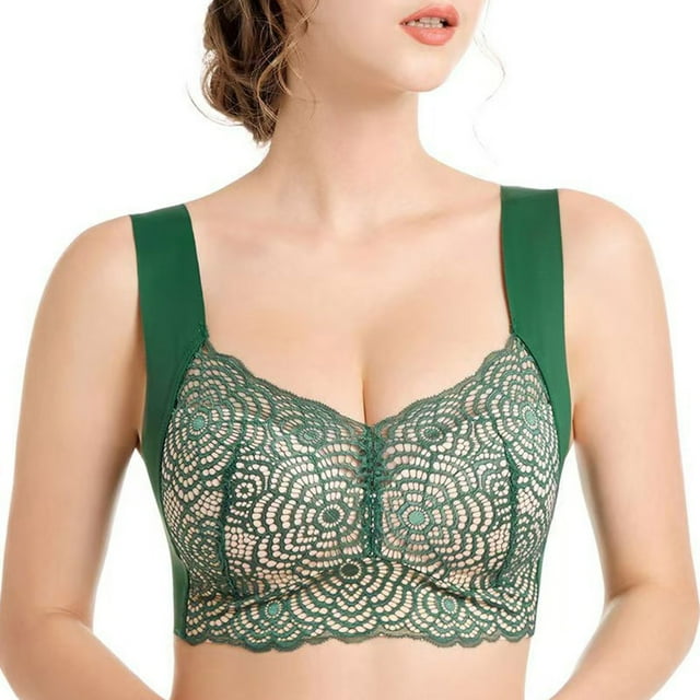 Hemlock Large Size Wireless Sports Bras, Large Size Wireless Sports Vest Bra, Thin Lace Design, Lifting Support, Beige Thin Lace Vest Bras, Beige L, Size M-7XL